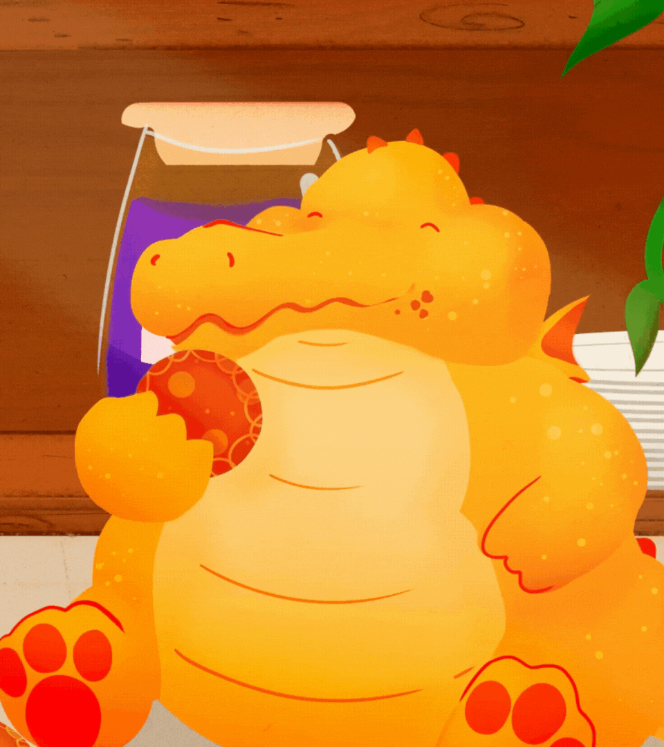 dragon eating snack
